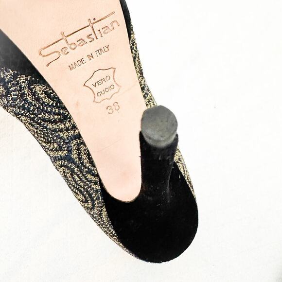 Sebastian CLIO Studded Patterned Open Toe Heeled Platform Shoes Size 38 Italy - Picture 6 of 6